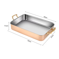 Plateau de service commercial en acier inoxydable 304, plaque de cuisson rectangulaire antiadhésive pour hôtel, buffet, restauration, banquet