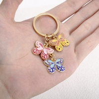 Pendentif papillon tricolore dégoulinant d'huile, porte-clés de style doux, sac à bandoulière polyvalent, petit accessoire pendentif
