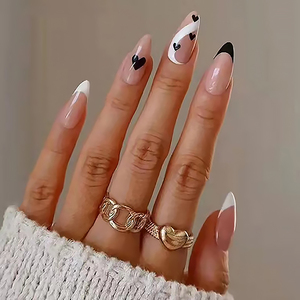 <span class=keywords><strong>Uñas</strong></span> Postizas Francesas <span class=keywords><strong>con</strong></span> Punta Negra en Forma de Corazón, 24 Piezas, <span class=keywords><strong>Uñas</strong></span> Acrílicas Largas Color Nude, <span class=keywords><strong>Uñas</strong></span> Artificiales de Moda para Chicas - Product Image 2