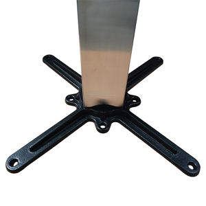 أرجل طاولة مربعة من الفولاذ المقاوم للصدأ # قاعدة شريط سحري + أقدام قابلة للتعديل # تشطيب مصقول مصقول (يتضمن العمود المركزي) - Product Image 5