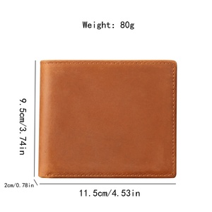 Customized Vintage Style Men's Genuine Leather <b>RFID</b> <b>Blocking</b> Short Open Closure Customized Laser Logo Sports <b>Wallet</b> - Product Image 2
