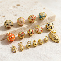 Pendentif en laiton CZ, ballon de basket, baseball, football, breloque 3D en forme de ballon de sport pour la fabrication de bijoux DIY, accessoire tendance pour bracelet et collier