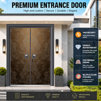 Porte d'entrée de villa moderne en aluminium sur mesure - Porte double de qualité supérieure |   Serrure de sécurité extérieure résistante aux intempéries pour entrée principale, garantie 3 ans