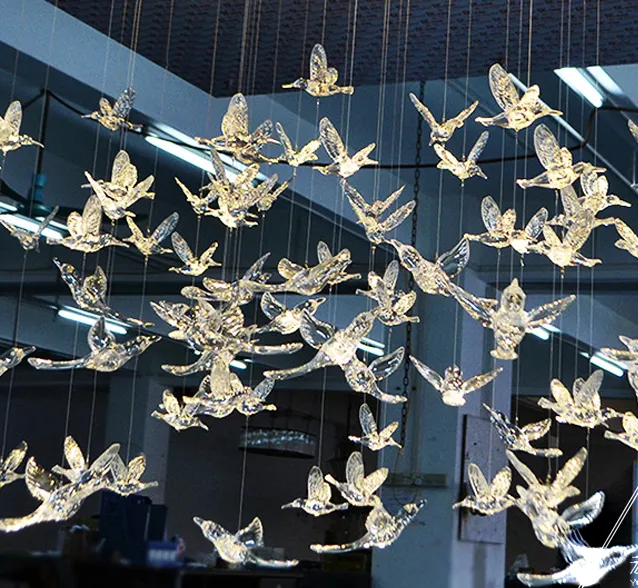 결혼식 배열 공중 천장 장식 펜던트 크리스탈 표현 작은 투명 아크릴 Hummingbird 장식