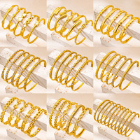 Ensemble de bracelets Novirassine en acier inoxydable plaqué or 18 carats pour femmes, modèles variés, bracelets fins superposables, bijoux en gros