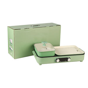 Estación de Barbacoa Eléctrica 2 en 1 de Tamaño Familiar Premium con Revestimiento Antiadherente para Asar en Interiores y Exteriores y Olla Caliente - Product Image 1