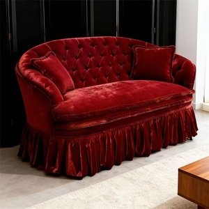 Canapé Yicheng Beauty de style Empire français pour salon, capitonné <span class=keywords><strong>à</strong></span> boutons, rouge, avec pompons, idéal pour hall d'hôtel, en vente - Product Image 5