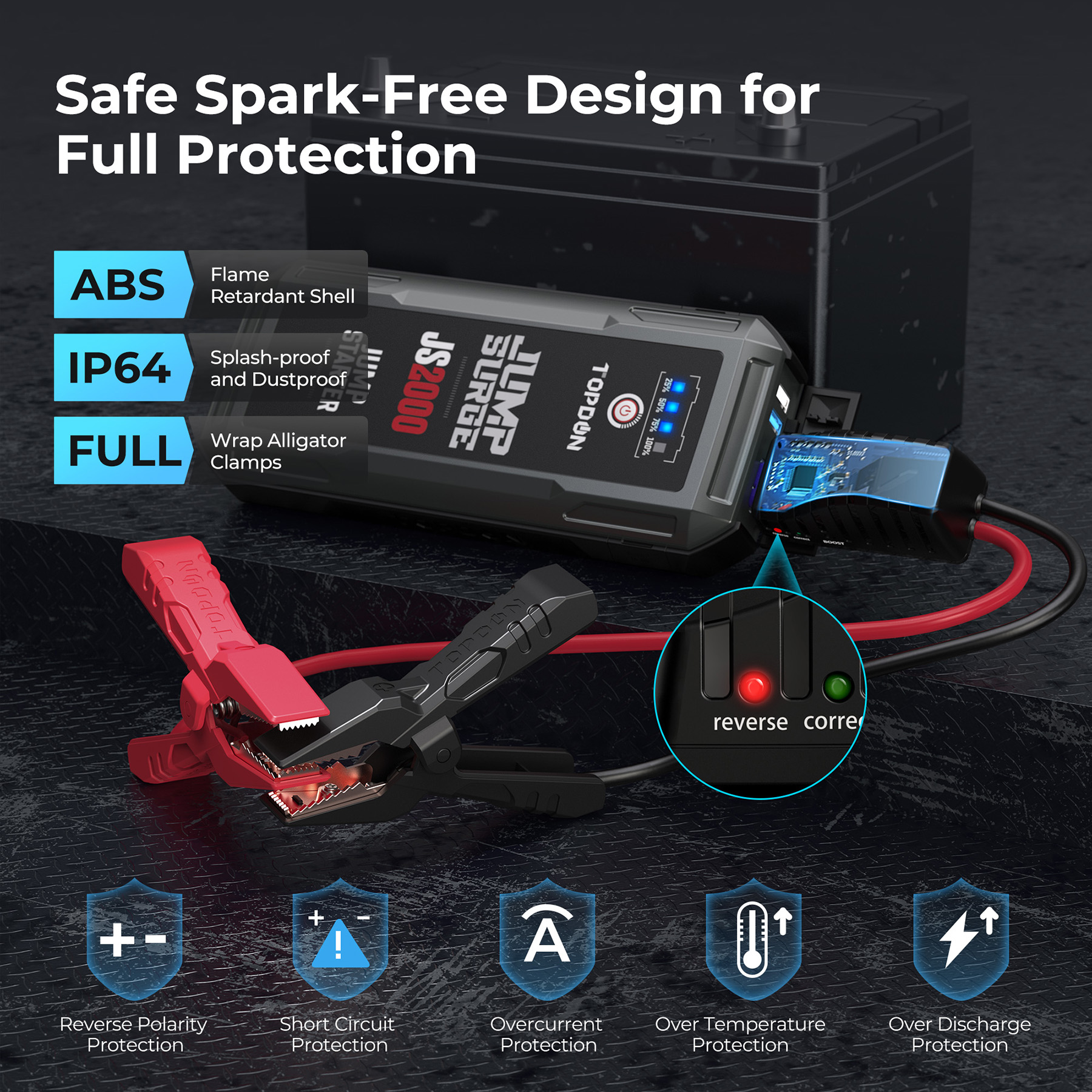 Многофункциональный портативный автомобильный Перемычка TOPDON 2000a 12 В 8l 6l, оптовая продажа, аккумуляторный комплект «supercap», стартовый набор с пользовательским логотипом