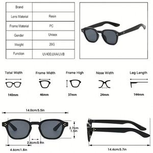 Gafas de Sol Personalizadas con Logotipo, Estilo Vintage 2025, para Hombre y Mujer, con Remaches, Marco Pequeño, Polígono, Protección UV400, Cuadradas, Estilo Punk - Product Image 5