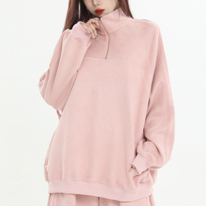 Sudadera <span class=keywords><strong>de</strong></span> algodón <span class=keywords><strong>de</strong></span> <span class=keywords><strong>dos</strong></span> piezas para mujer, con logotipo personalizado, corte holgado informal, tejido multicolor, cuello alto con cremallera, manga larga y <span class=keywords><strong>tres</strong></span> rayas. - Product Image 4