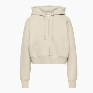 Felpe da <span class=keywords><strong>donna</strong></span> personalizzate di alta qualità in cotone poliestere Full Zip Up con cappuccio felpe Crop con cappuccio con Logo da <span class=keywords><strong>donna</strong></span> felpe oversize - Product Image 6