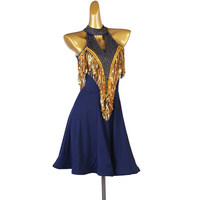 Robe de danse latine pour femmes en soie/coton à paillettes avec un beau design au dos pour la danse à trois pas pour adultes