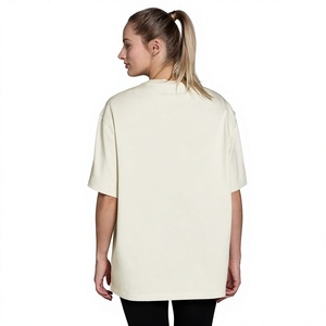 Wholesale Women's Oversized Drop Shoulder <b>T</b>-<b>Shirt</b> 100% Cotton Casual Loose Fit Tee OEM ODM Custom Logo Private Label Manufacture - Product Image 2