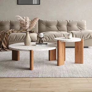 Modern Design Terrazzo Stone <strong>Table</strong> Wood Leg Household and Living Room Furniture Tea <strong>Table</strong> Small <strong>Table</strong> - Product Image 2