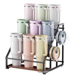 Multi Tiered Display Rack Iron Wood <b>Desktop</b> 4 Layers For Kitchen Storage Organization - Product Image 5
