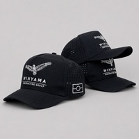 Casquette de baseball en nylon perforée au laser avec logo brodé personnalisé, 5 panneaux structurés, respirante, pour le golf