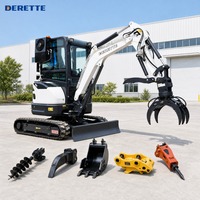 Mini-excavatrice compacte Derette RT25 de 2,5 tonnes, diesel, avec chenilles en caoutchouc, pour travaux de aménagement paysager et de jardinage, machine haute performance à vendre