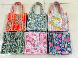 Handmade Quilted Cotton Patchwork Tote <b>Bag</b> for Women Multicolor Vintage <b>Boho</b> Large Shopper Daily Travel Carryall Market Style - Product Image 2