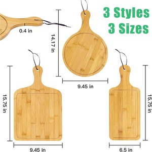Bamboo Cutting Boards <b>Set</b> Round <b>Square</b> With Handle For Kitchen Chopping Blocks - Product Image 3