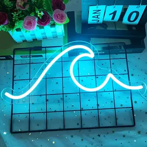ไฟนีออน LED รูปคลื่น<span class=keywords><strong>สี</strong></span><span class=keywords><strong>ฟ้า</strong></span>ตกแต่งผนังด้วย USB สำหรับห้องนั่งเล่นห้องนอนบาร์วันเกิดวันแต่งงาน - Product Image 4