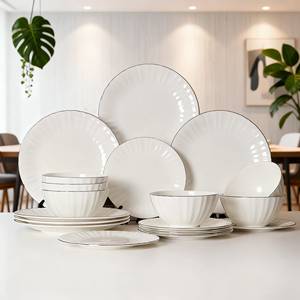 <span class=keywords><strong>Service</strong></span> de table en <span class=keywords><strong>porcelaine</strong></span> blanche de style moderne, 18 pièces, personnalisé avec motif en relief, pour mariage et restaurant, en <span class=keywords><strong>porcelaine</strong></span> fine, au meilleur prix - Product Image 1