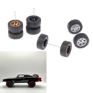1/64 ABS Custom Gold <b>Plastic</b> <b>Wheels</b> and Rubber Tires Mini Modified Parts Die Cast Model Car Micro Parts - Product Image 1
