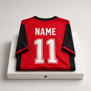Camiseta <span class=keywords><strong>de</strong></span> Fútbol Personalizada con Diseño Nuevo en Rojo y Negro, Estilo Raglán - Product Image 1