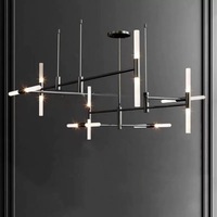 Moderne Lineare Kreuzrohr-Pendelleuchte Schwarzes Metall Acryl LED Hängelampe Mittelgroße Esstisch-Pendelleuchte Wohnzimmer