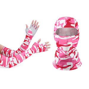 Cycling Arm Sleeves With Balaclava Pink Camouflage Unisex Anti Uv Protection Outdoor Gear - Product Image 1