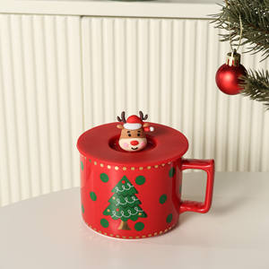 Taza de Cerámica Navideña con Tapa y Cuchara, Linda Taza de Dibujos Animados, Taza para el Desayuno - Product Image 2
