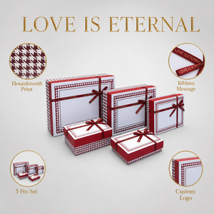 Set di Scatole Regalo in Carta Leabon Rosso e Bianco, <span class=keywords><strong>Auguri</strong></span> di Amore Eterno, Scatole di Lusso per Matrimoni, Logo Personalizzato, Vendita all'Ingrosso - Product Image 1