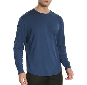 Benutzer definierte Marke Logo Design Plain Farbe Regular Type T-Shirt Langarm Muster Hochwertige T-Shirts für Männer