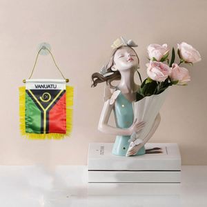 ธงซาตินขนาดเล็กแบบกำหนดเองของวาเนอตู พร้อมพู่สีเหลือง สำหรับการศึกษา ประกันภัย บริษัททัวร์ และการเกษตร - Product Image 2