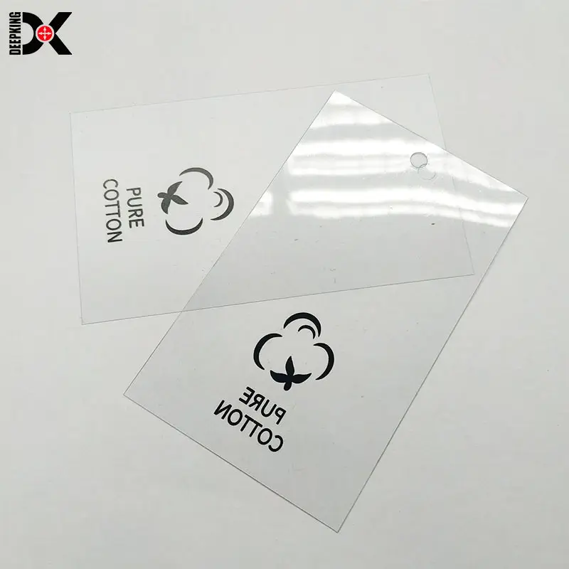 Custom Logo Plastic Pvc Zeefdruk Swing Hang Tags Kledingstuk Opknoping Kaart Transparant Frosted Pvc Plastic Papier Tag