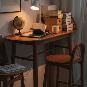 Juego de Mesa y Sillas de Bar de Madera Maciza Nórdica, Mesa Alta Ovalada de Madera de Cerezo, Mini Barra de Estilo Japonés para Comedor - Product Image 3