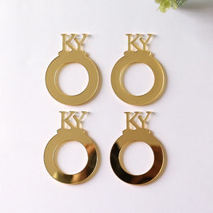 Cincin serbet pernikahan mewah unik potong Laser akrilik inisial nama kustom cincin serbet emas dekorasi mandi pengantin - Product Image 4