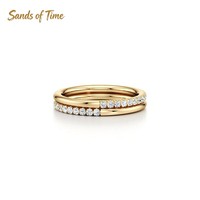 Ensemble de bagues empilables en moissanite taille princesse couleur D VVS, double couche, demi-pavé, pour femme, en argent sterling 925 plaqué or, personnalisable