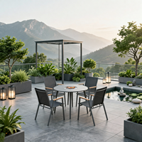 Ensemble de meubles résistants aux intempéries Meiqi, ensemble de salle à manger d'extérieur, structure en acier au carbone, ensemble de table de salle à manger pour jardin, patio, villa