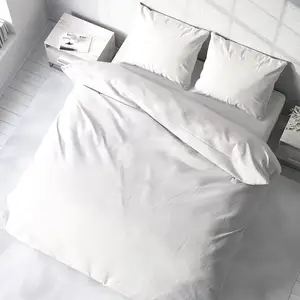 Wholesale 100% Egyptian Cotton 60S pure white pillow quilt cover bed sheets set for hotel