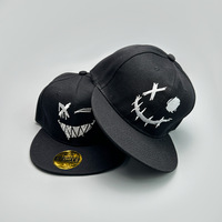 Casquette de baseball brodée personnalisée avec visage en colère, casquette snapback, gorras, casquette noire à visière plate, streetwear gothique