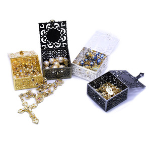 <b>Metal</b> Perforated Jewelry <b>Box</b> 6cm Zinc Alloy For Prayer Beads Necklaces Storage Gold Silver Ancient Bronze Tin - Product Image 1