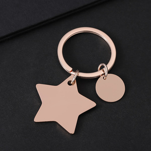 Direct Sale <b>Custom</b> Fashion Star Blank Stainless Steel <b>Keychains</b> with Small Heart Piece Hard-Wearing - Product Image 4
