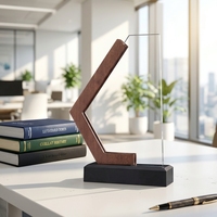 Trofeo de Madera Moderno con Logotipo Personalizado para Reconocimiento a Empleados, Ceremonia Empresarial, Regalo de Reconocimiento, Premios de Madera