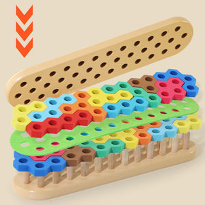 Gioco Educativo Montessori DIY 3D Hot <span class=keywords><strong>Dog</strong></span> Column <span class=keywords><strong>Puzzle</strong></span> in Legno Impilabile con <50 Pezzi per Bambini - Product Image 3