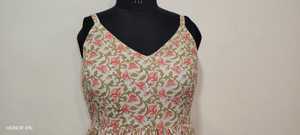 Vestido de Verano con Estampado Floral, Tirantes Finos, Corte en A, Cuello en V, Cintura Imperio Plisada, Largo por Encima de la Rodilla - Product Image 2
