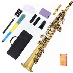 Saxofón Soprano Negro Dorado en Si bemol, Tubo Recto, Varios Colores Opcionales, Instrumentos de Viento - Product Image 3