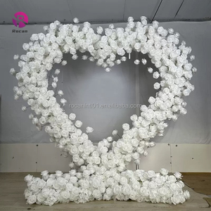 Décoration de mariage, chemin de fleurs rouge, rangée de fleurs artificielles, <span class=keywords><strong>cadre</strong></span> d'arche en forme de cœur, fleurs <span class=keywords><strong>avec</strong></span> des roses rouges pour la proposition de mariage - Product Image 6