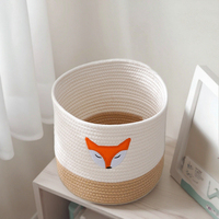 Fox Design Home Panier de rangement Panier cylindrique tissé en corde de coton pour jouets et vêtements sales
