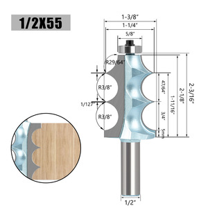 Vástago redondo de flautas dobles de 12mm, 8mm y 1/2 pulgadas con un rodamiento, juego de brocas de enrutador de cuentas convexas R, cortador de carpintería moldeado - Product Image 6