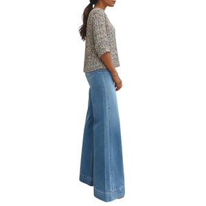 Jean taille haute évasé pour femme - Pantalon palazzo en denim extensible - Tendance - Product Image 4